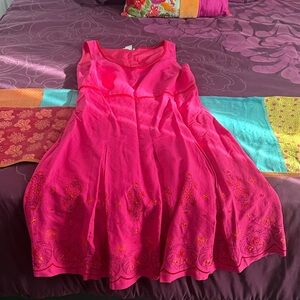 Alexandra Bartlett Pink Dress with Orange Embroidery